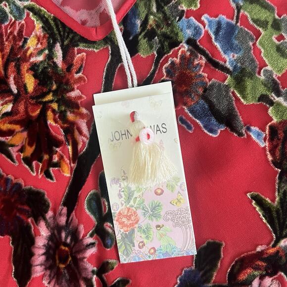 NWT Johnny Was Bias Bobcat Forest Silk Blend Red Floral Maxi Dress - Picture 9 of 11